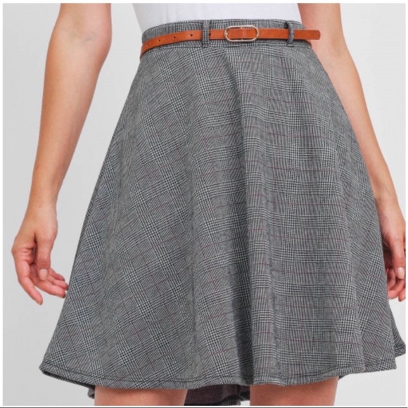 “Must Have” Belted Plaid A- Line Skirt - Picture 4 of 4